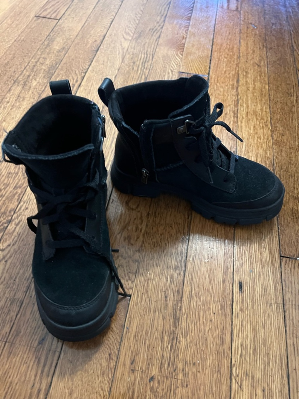 UGG Black Kids Lace-Up Chunky Combat Boot - Picture 5 of 6
